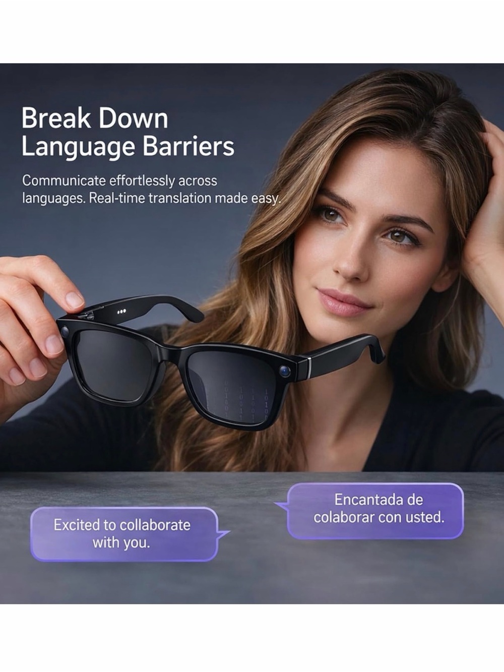 AI Smart Glasses Sunglasses in Black - Picture 4 of 10